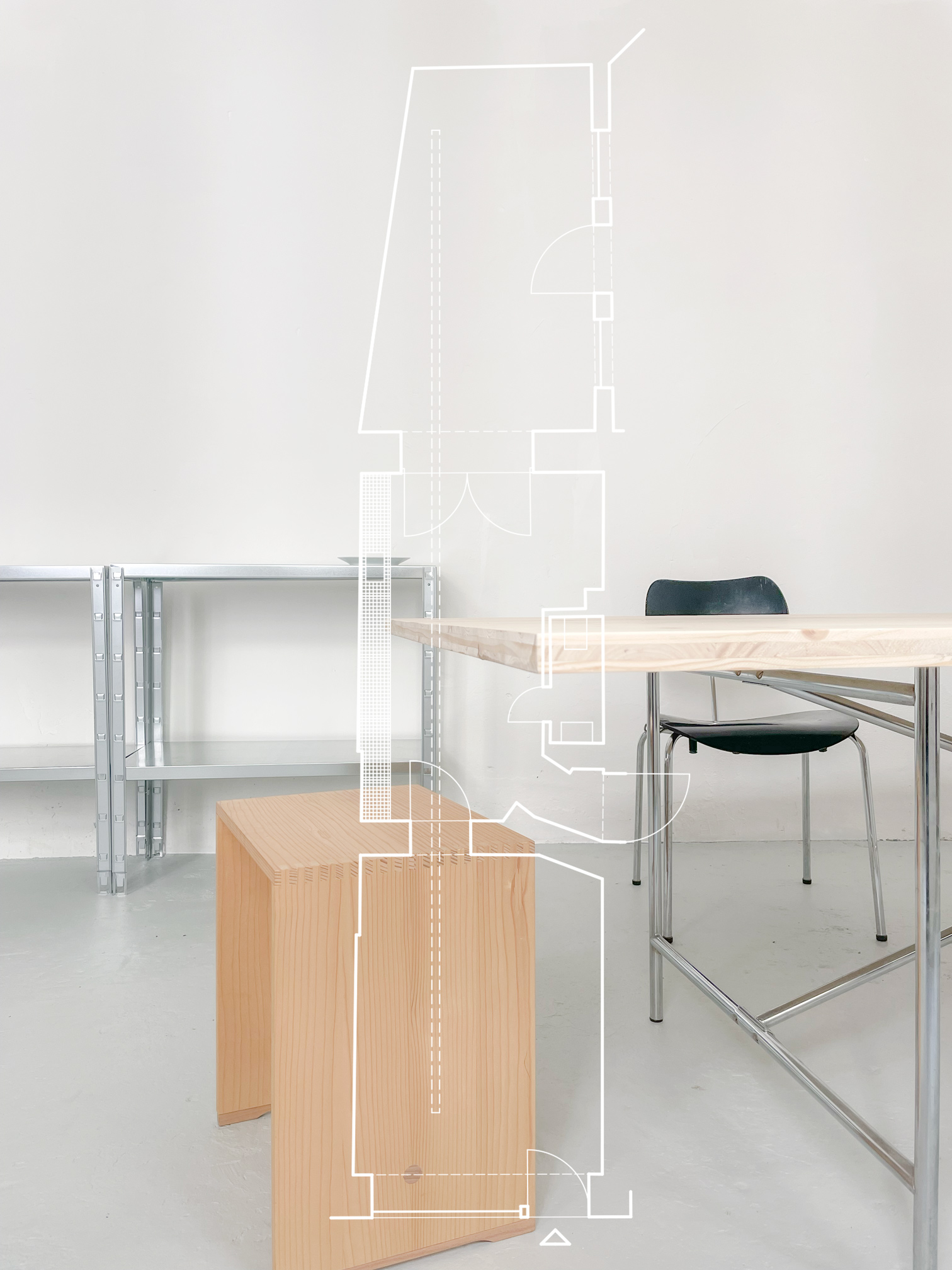 Studiokonzeption im gründerzeitlichen Bestand, Wiesbaden – freigelegter Terrazzoboden – Joel Jerome Joebgen mit studio onomato